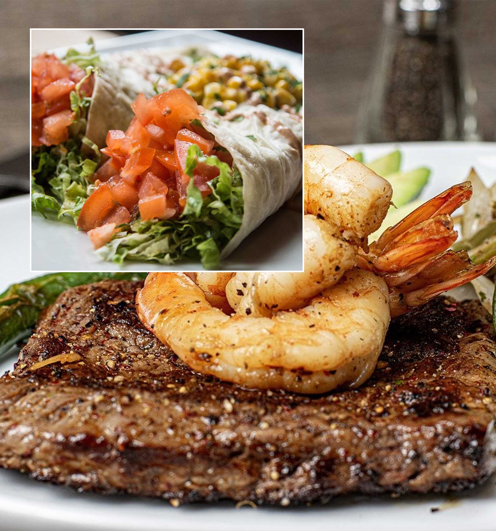steak and shrimp, Mexican specialties