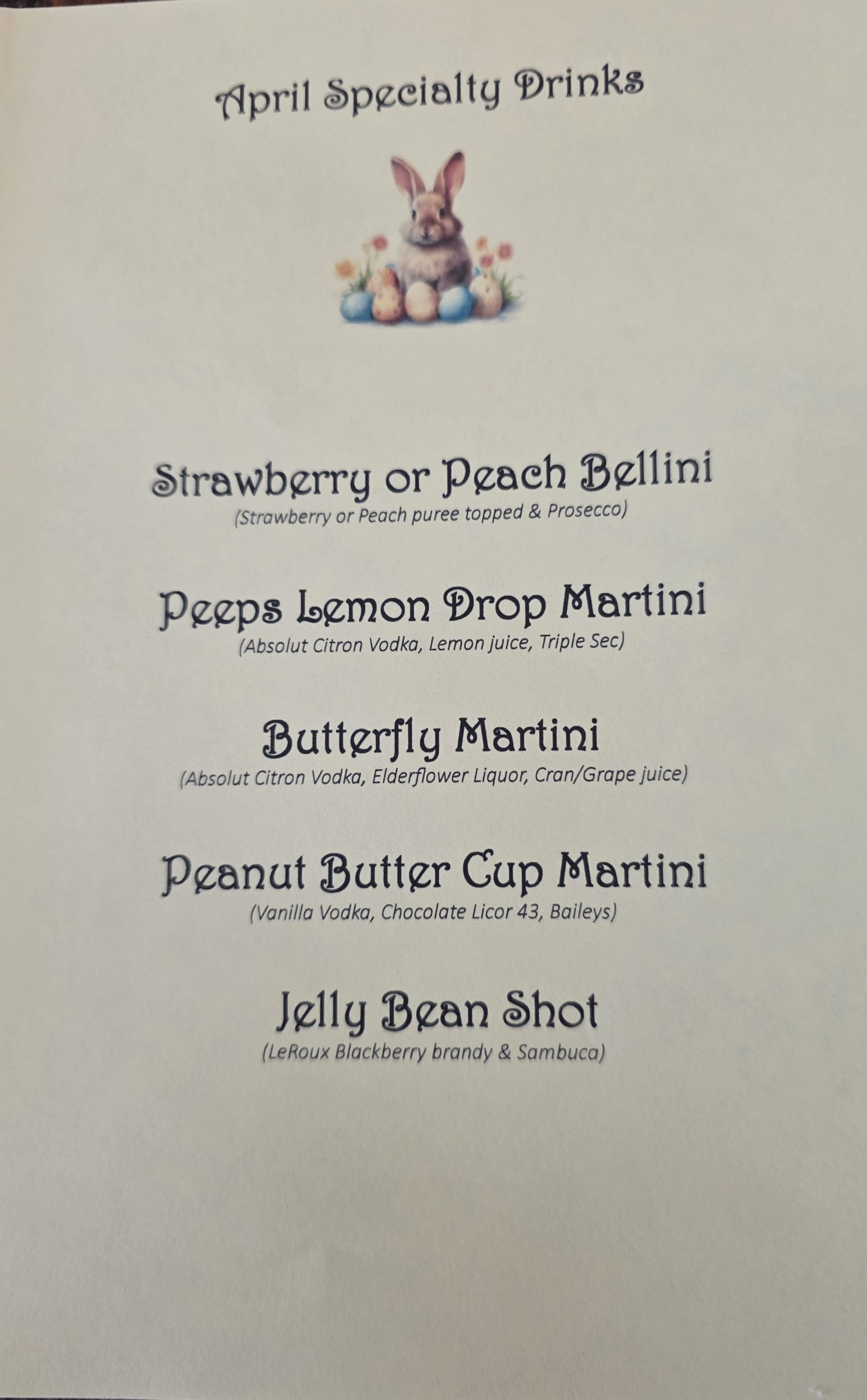 easter drink menu